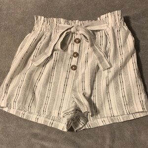 Sienna Sky High Waist Striped Shorts - White and Black